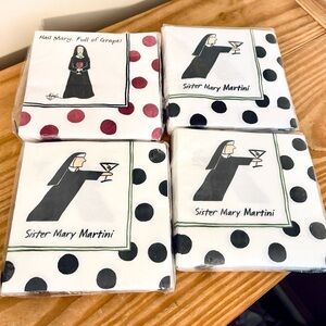 💥 Nun Funny Cocktail Napkins: Hail Mary Full Of Grapes & Sister Mary Martini